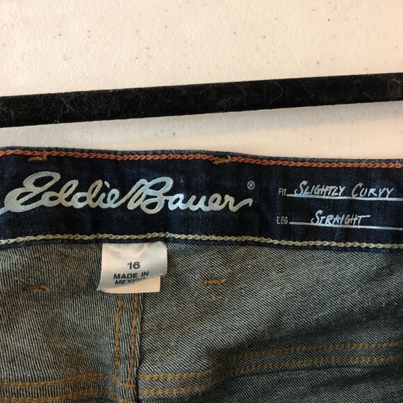 Eddie Bauer Womens Jeans Slightly Curvy Straight Dark Wash Stretch 16 - Picture 3 of 4